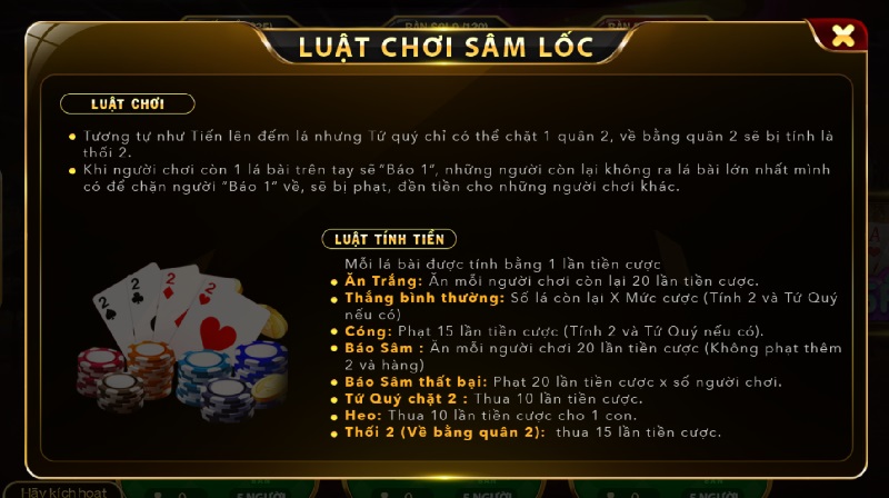 Luật chơi Sâm Go88 đơn giản