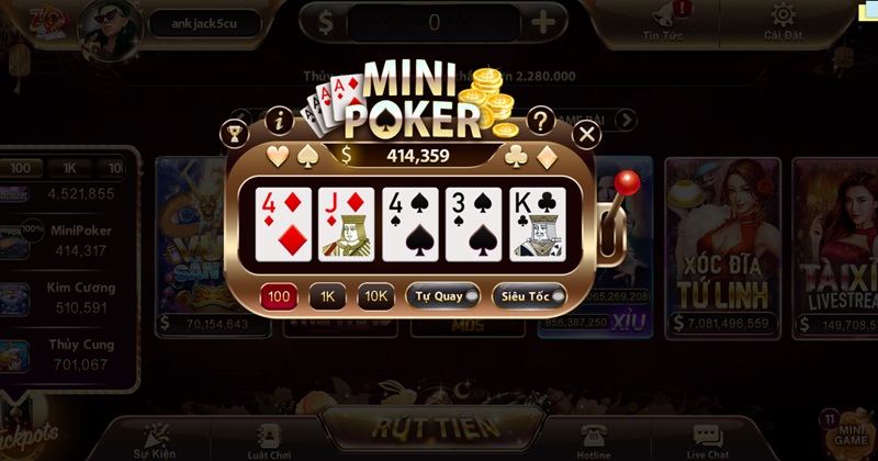 Mini Poker Zowin cực thú vị