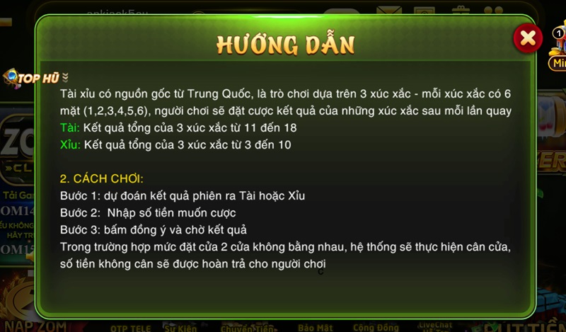 Các bước chơi đơn giản, dễ trúng thưởng của tài xỉu ZomClub